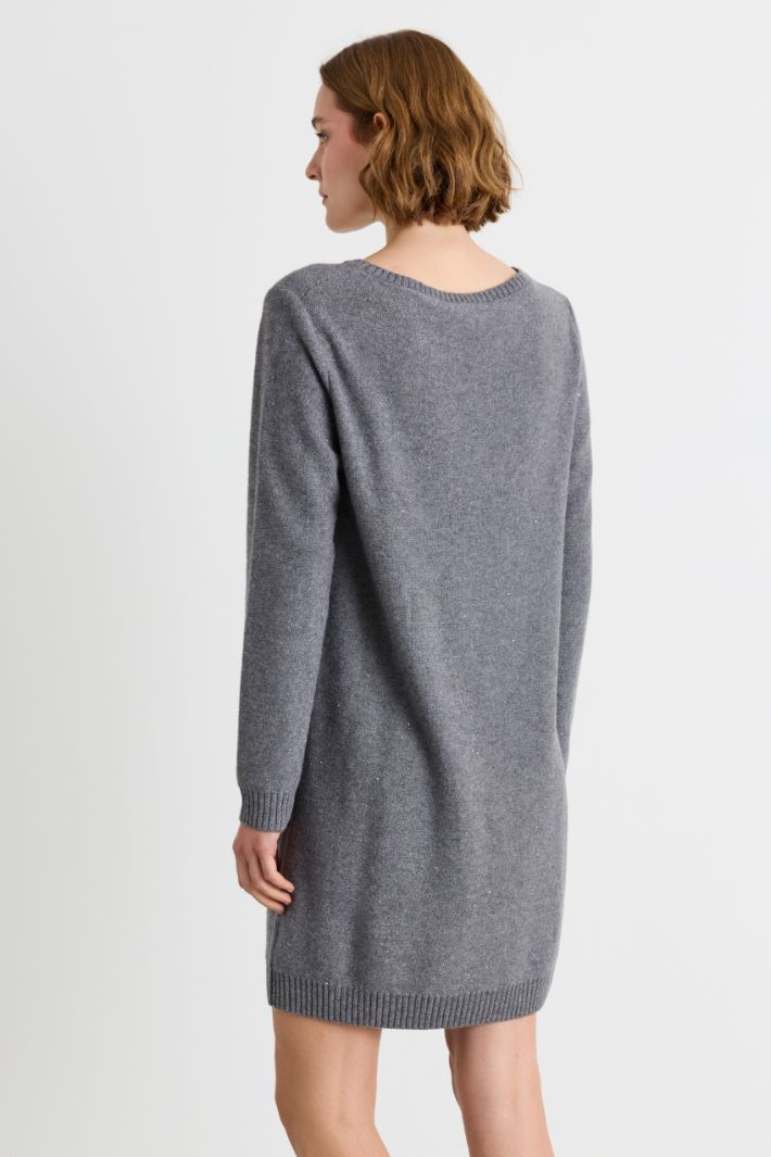 Abito in maglia con paillettes - GRIGIO - Intrend - 4