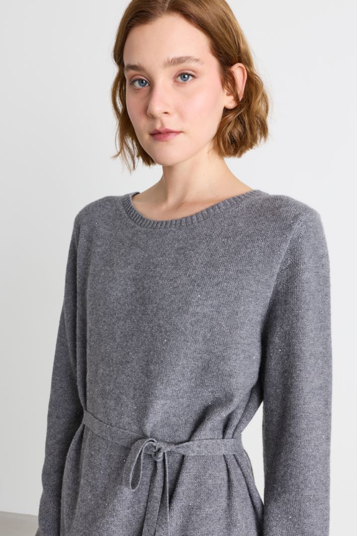Abito in maglia con paillettes - GRIGIO - Intrend - 3
