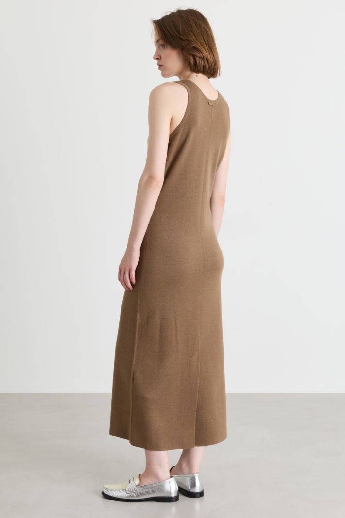 Long sleeveless wool dress - BEIGE - Intrend - 4