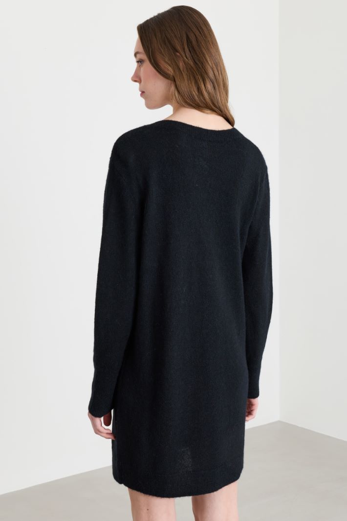 Knitted dress with rhinestone detail - BLACK - Intrend - 4