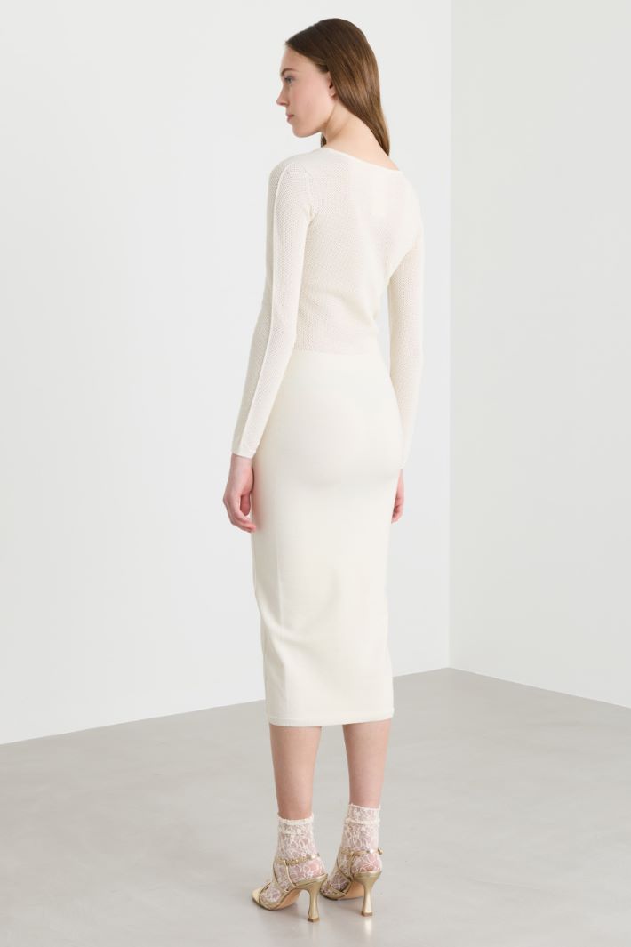 Knitted sheath dress - WHITE - Intrend - 4