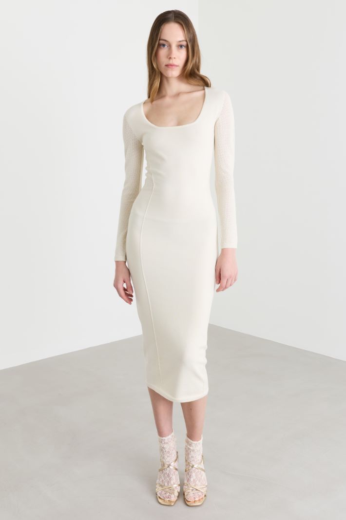 Knitted sheath dress - WHITE - Intrend - 2