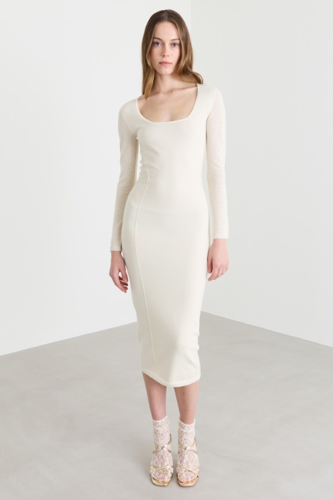 Abito a tubino in maglia di lana stretch