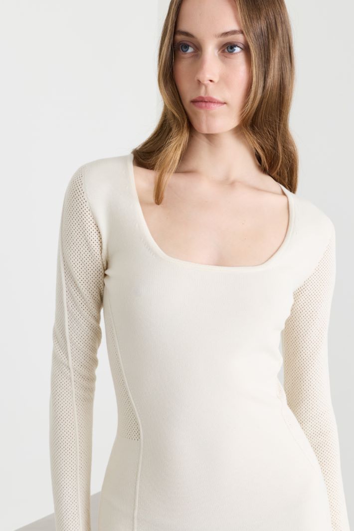 Knitted sheath dress - WHITE - Intrend - 3