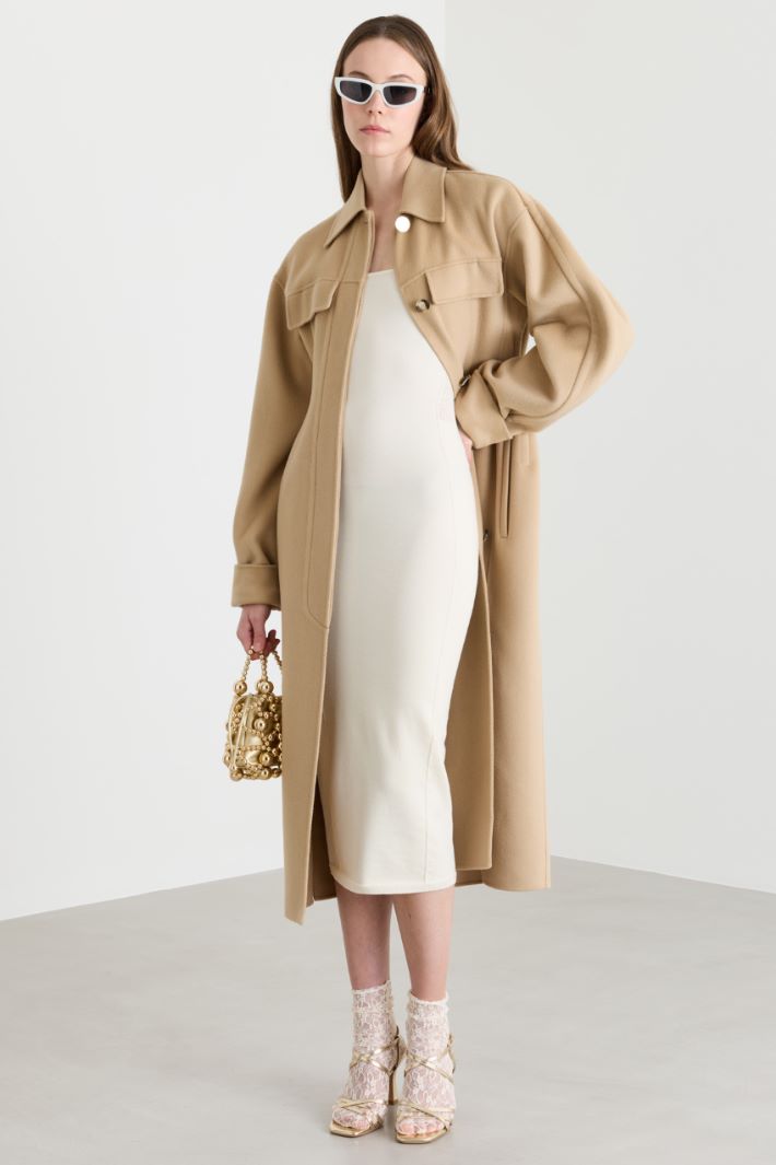 Knitted sheath dress - WHITE - Intrend