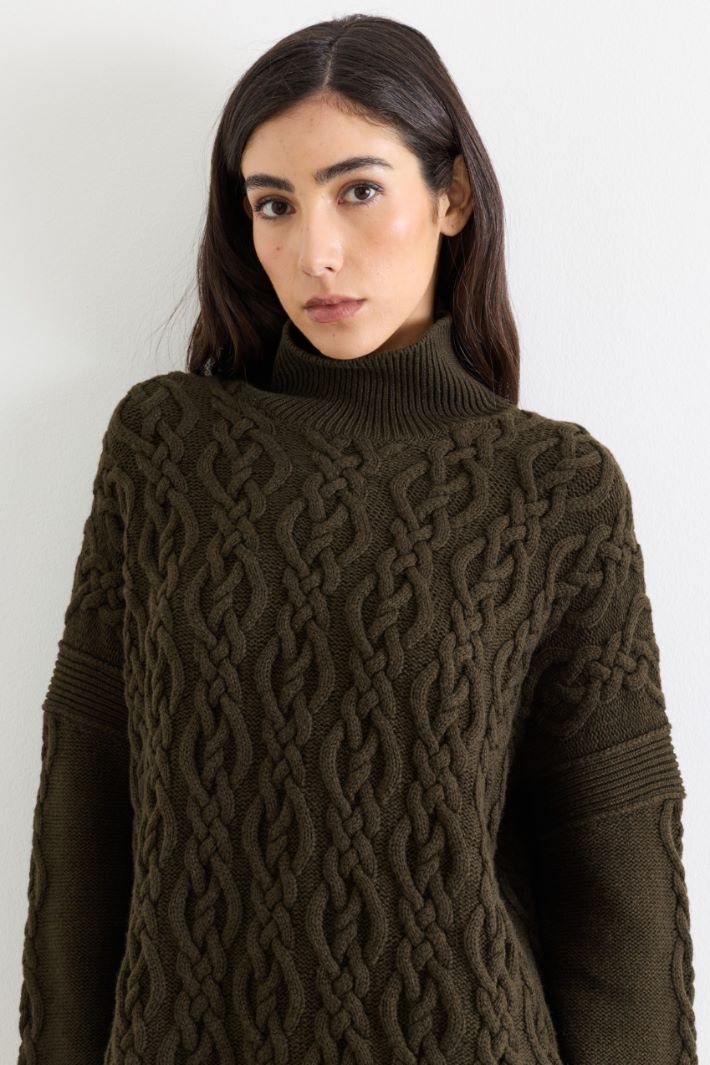 Cable-knit dress - GREEN - Intrend - 3