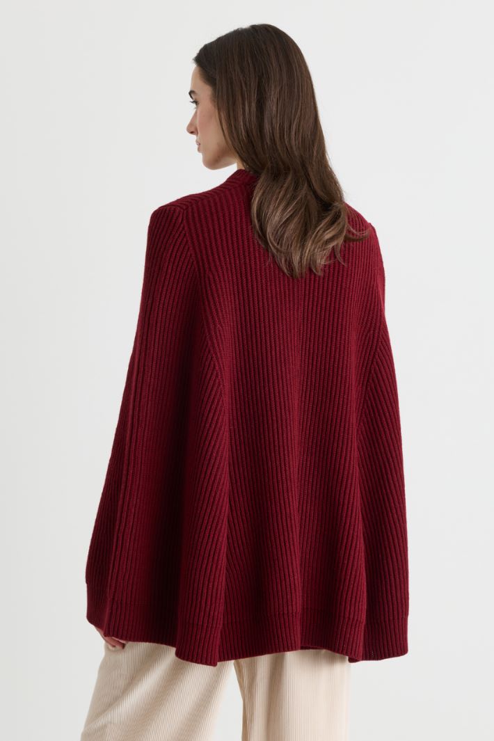 Knitted Cape Dress - BORDEAUX - Intrend - 4