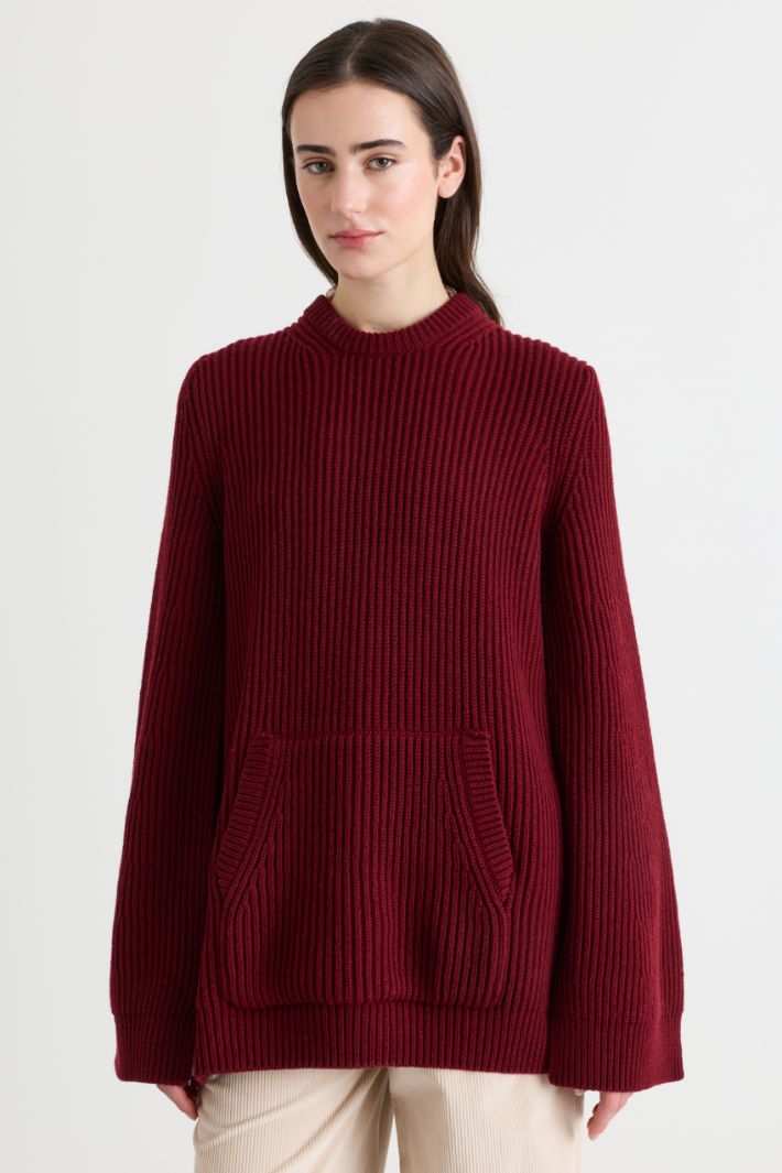 Knitted Cape Dress - BORDEAUX - Intrend - 2