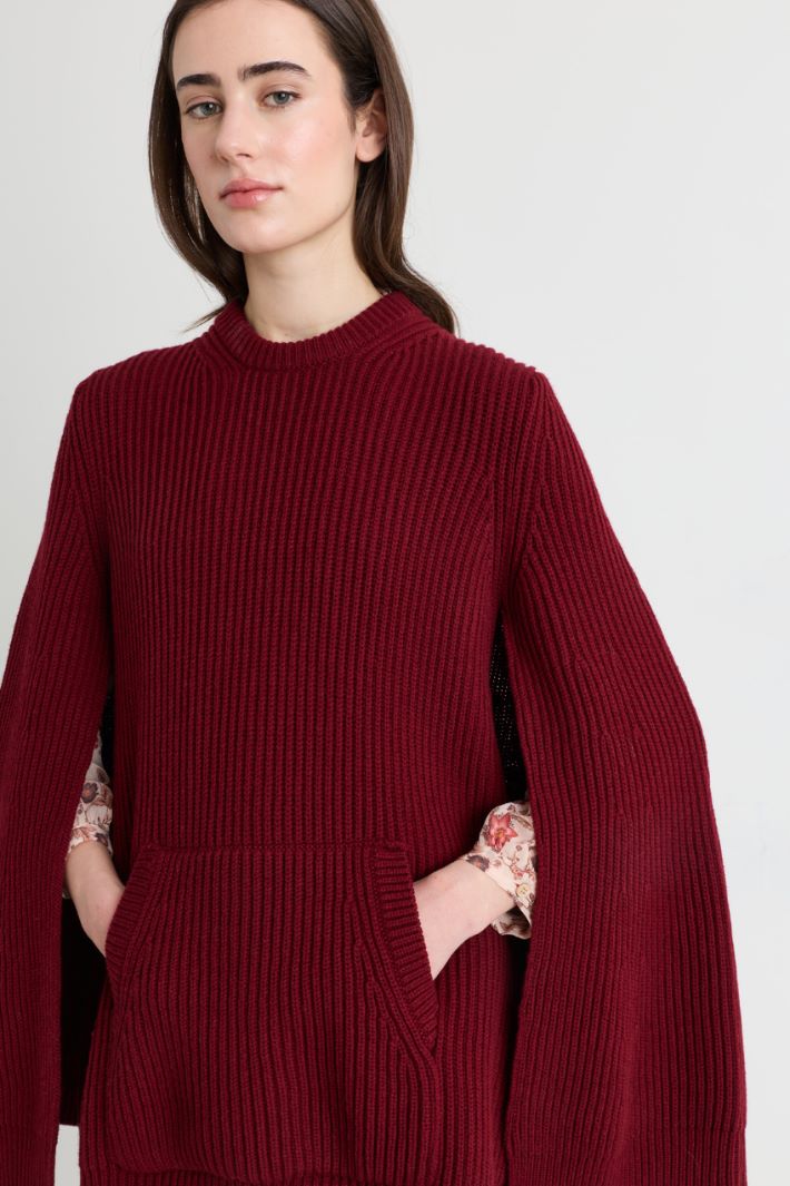 Knitted Cape Dress - BORDEAUX - Intrend - 3