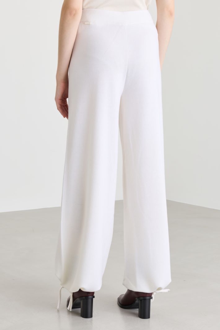 Pantalón de punto con cordón ajustable en el bajo - BLANCO - Intrend - 4
