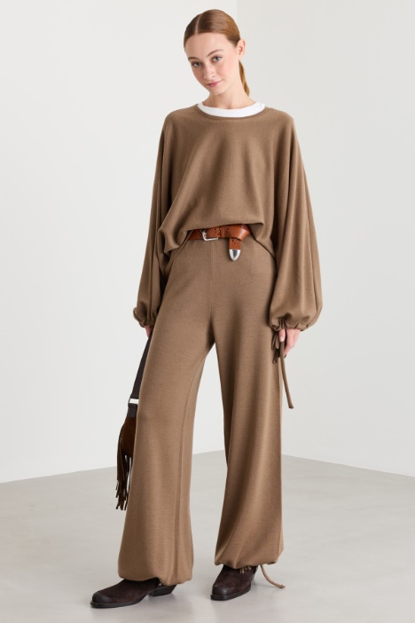 Drawstring-hem knitted trousers - Intrend