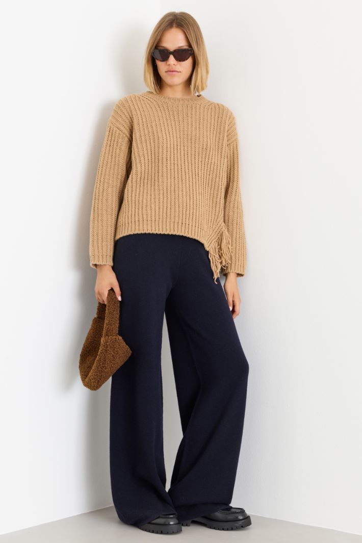 Wool and cashmere knit trousers - BLACK - Intrend
