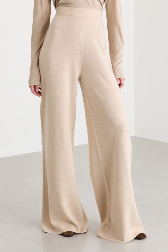 Wool and cashmere knit trousers - BEIGE - Intrend - 2