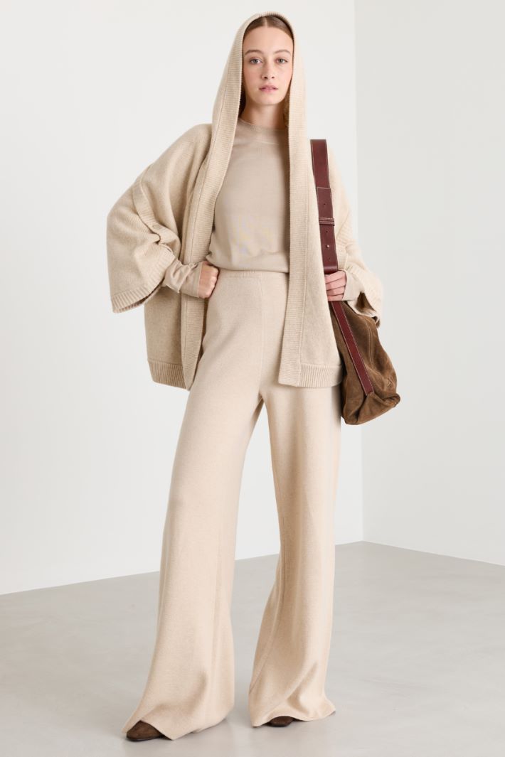 Wool and cashmere knit trousers - BEIGE - Intrend