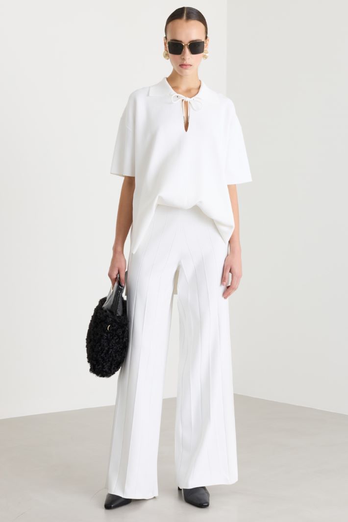 Pantalone effetto plissé - BIANCO - Intrend