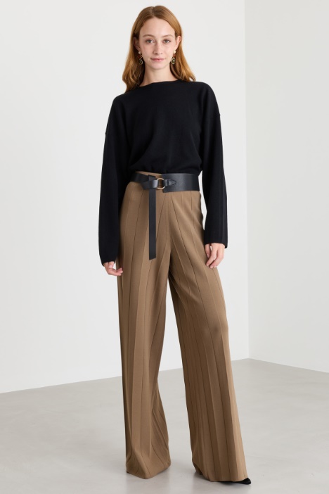 Plissé-effect trousers - Intrend