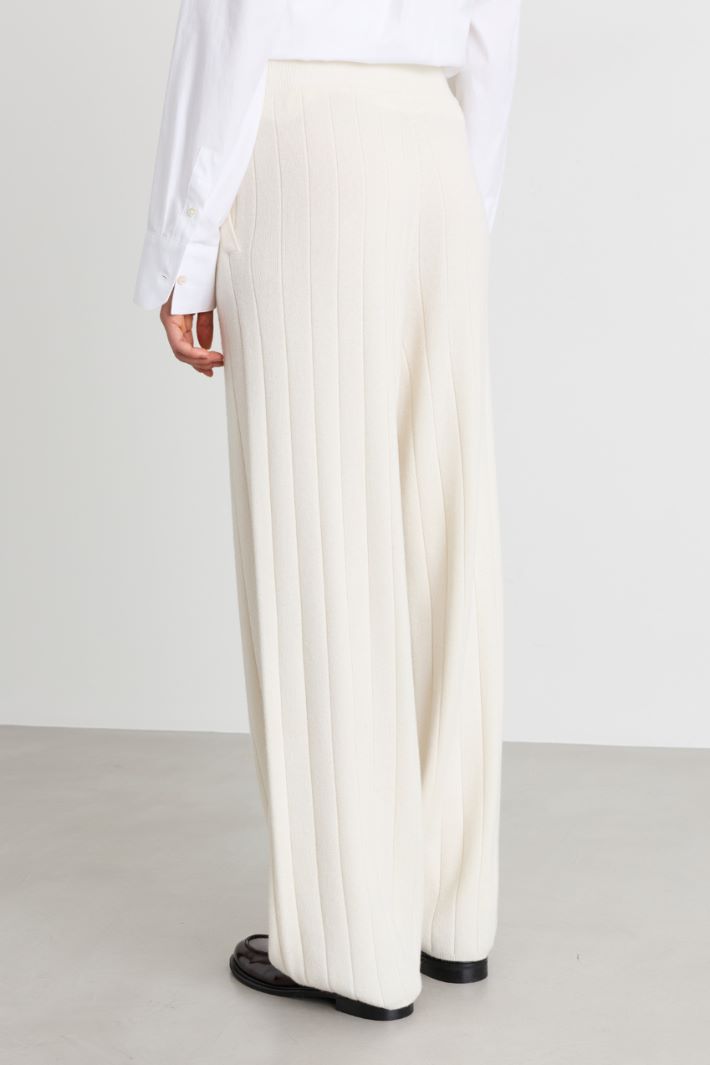 Pantalone jogging a coste larghe - BIANCO - Intrend - 4