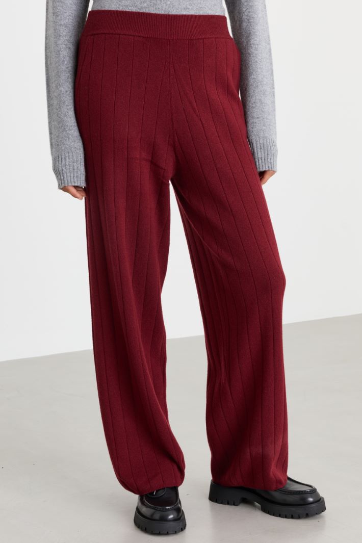 Pantalone jogging a coste larghe - BORDEAUX - Intrend - 2