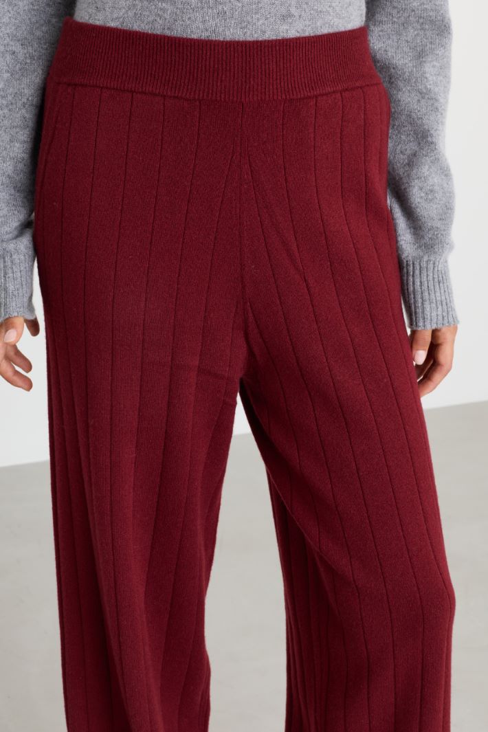 Pantalone jogging a coste larghe - BORDEAUX - Intrend - 3