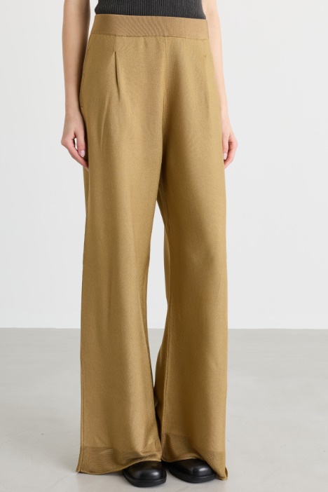 Pantalone wide leg in filato di viscosa