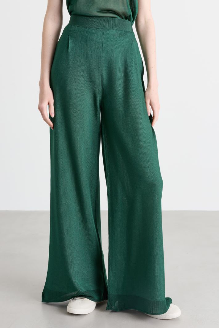 Wide-Leg Trousers - GREEN - Intrend - 2
