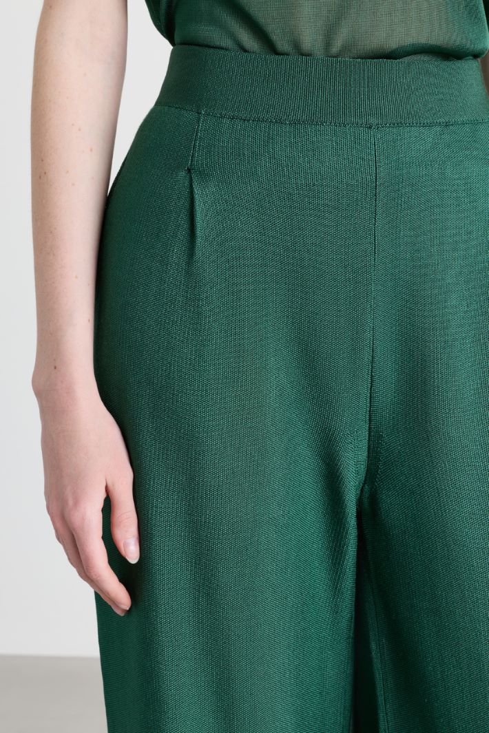 Wide-Leg Trousers - GREEN - Intrend - 3