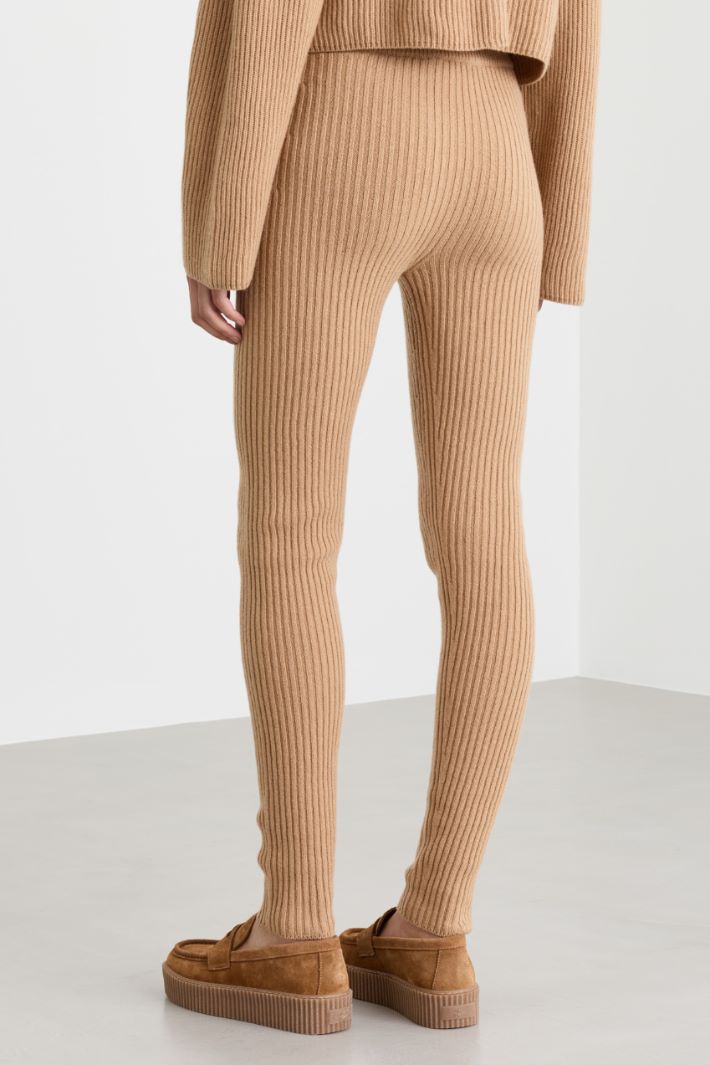 Ribbed leggings - CAMEL - Intrend - 4