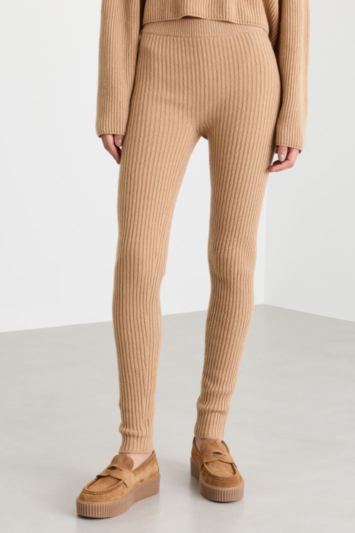 Ribbed leggings - CAMEL - Intrend - 2