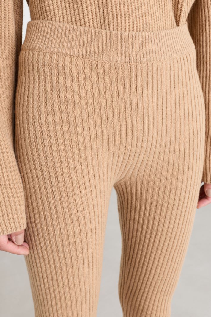 Ribbed leggings - CAMEL - Intrend - 3