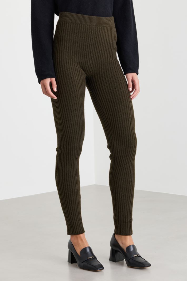 Ribbed leggings - BROWN - Intrend - 2