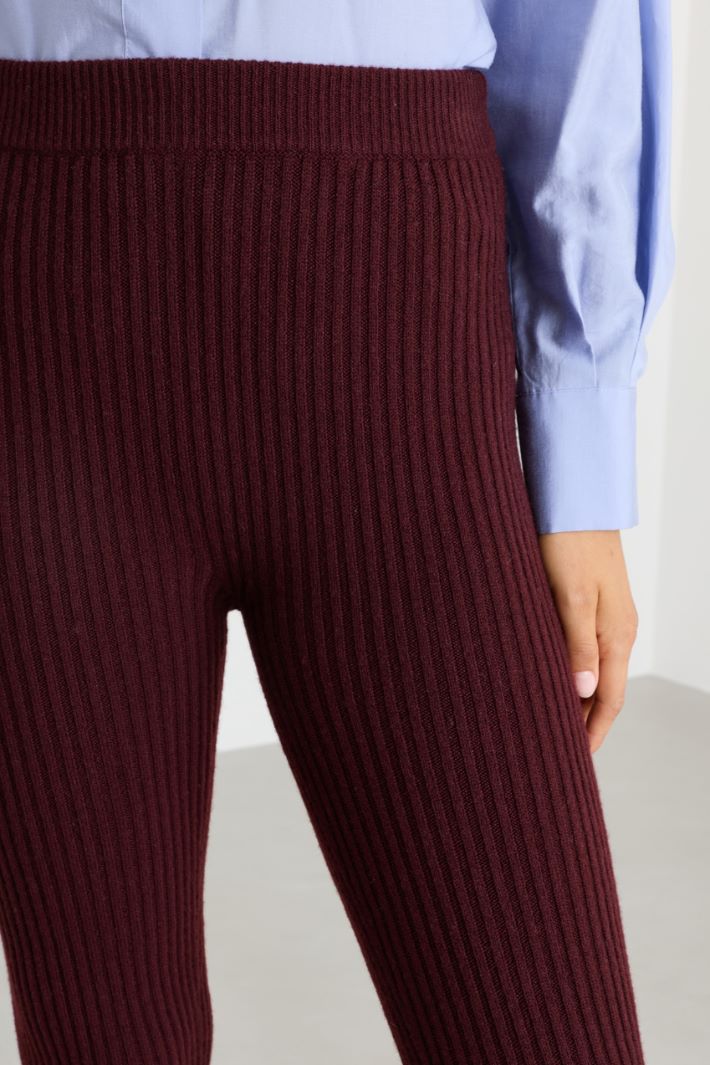 Ribbed leggings - BORDEAUX - Intrend - 3