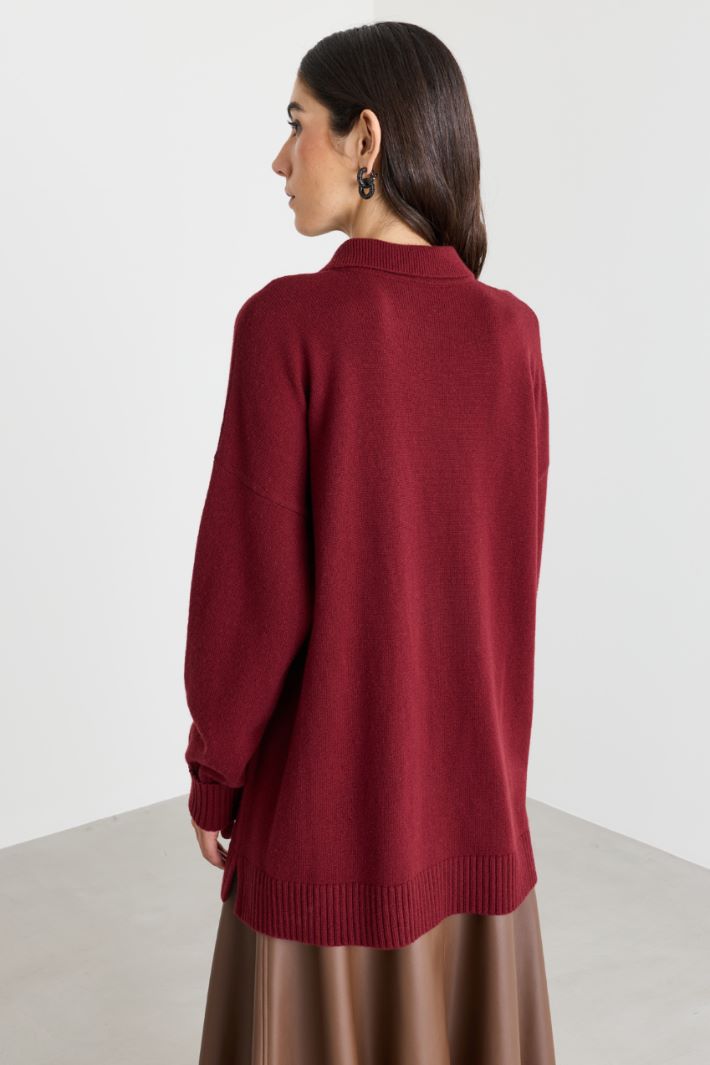 Cardigan in  filato rasato - BORDEAUX - Intrend - 4