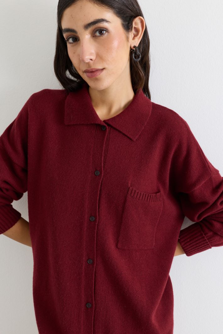 Cardigan in  filato rasato - BORDEAUX - Intrend - 3