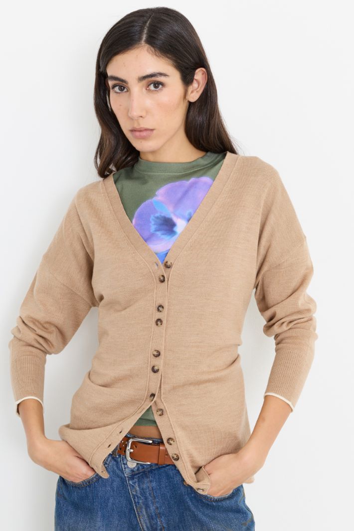 Fine-knit cardigan - BEIGE - Intrend - 2