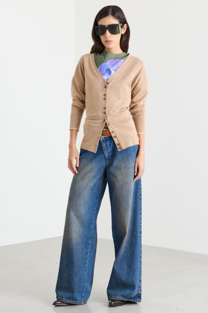 Fine-knit cardigan - BEIGE - Intrend