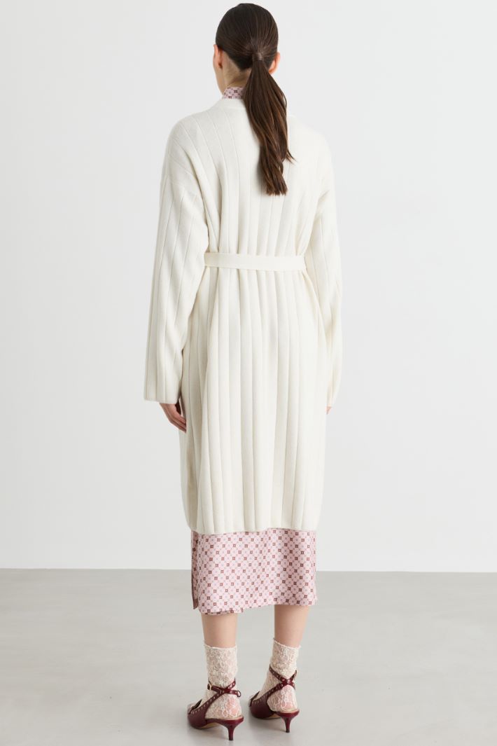 Cardigan lungo a coste - BIANCO - Intrend - 4