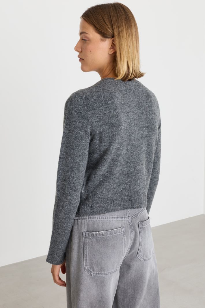 Cardigan con bottoni gioiello - GRIGIO - Intrend - 4