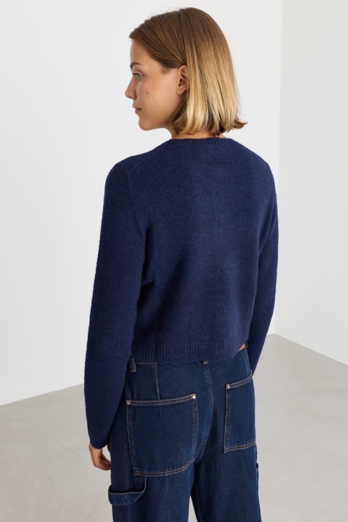 Cardigan con bottoni gioiello - BLU - Intrend - 4