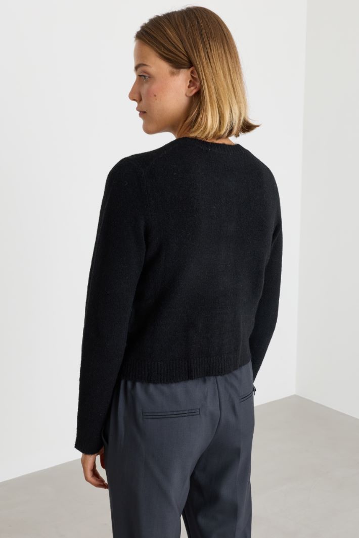 Cardigan con bottoni gioiello - NERO - Intrend - 4