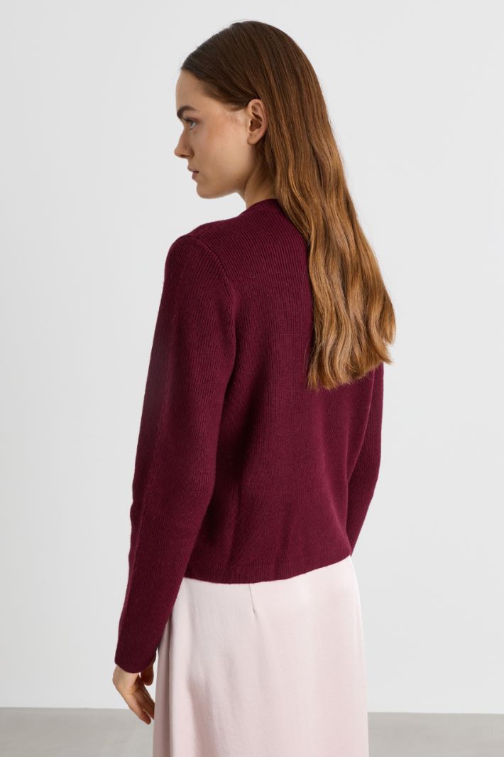 Jewelled-button cardigan - BORDEAUX - Intrend - 4