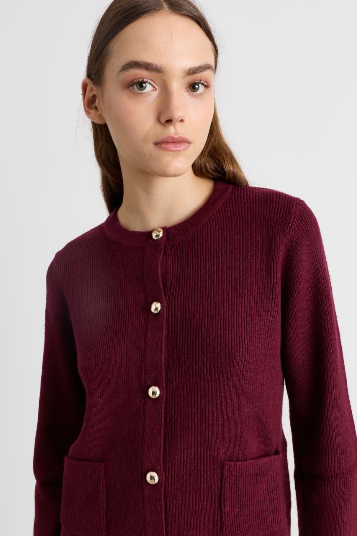 Jewelled-button cardigan - BORDEAUX - Intrend - 3