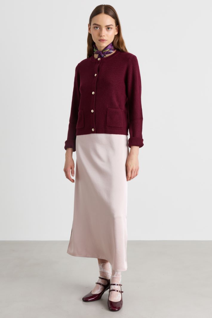 Jewelled-button cardigan - BORDEAUX - Intrend