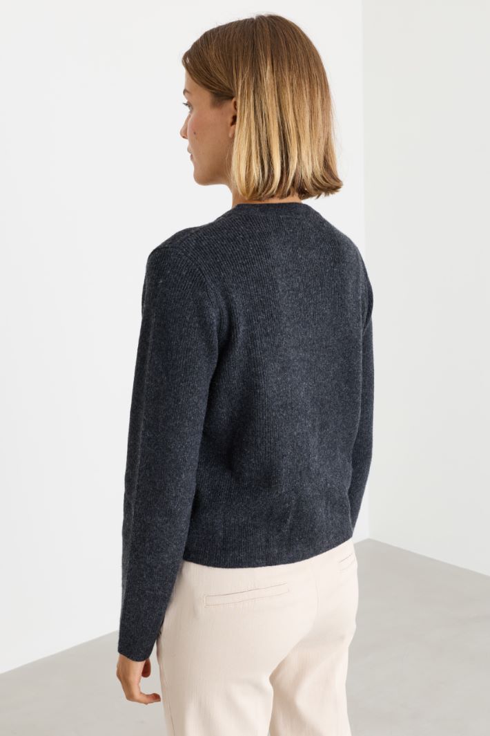 Jewelled-button cardigan - GREY - Intrend - 4