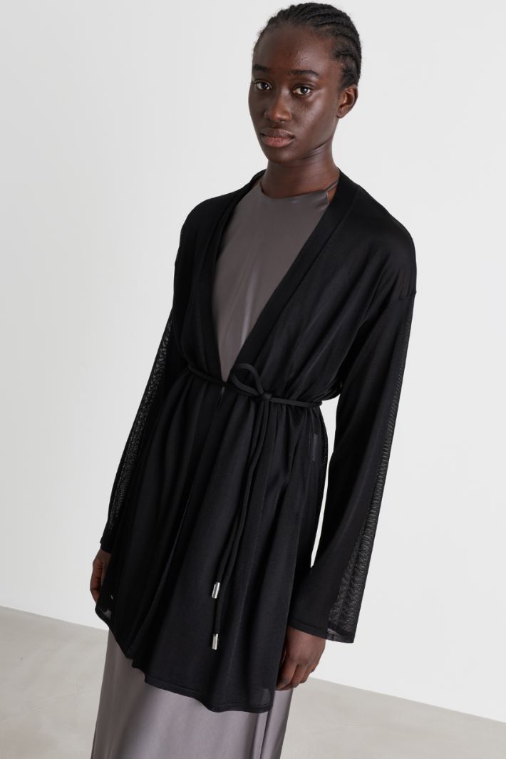 Cardigan a vestaglia - NERO - Intrend - 2