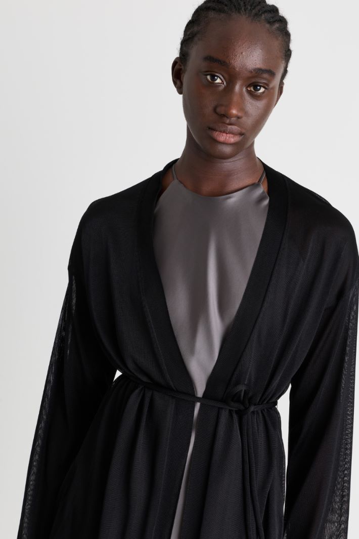 Cardigan a vestaglia - NERO - Intrend - 3