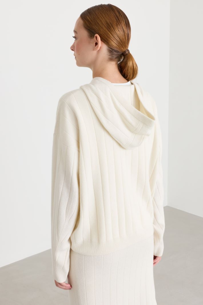 Cardigan con cappuccio - BIANCO - Intrend - 4