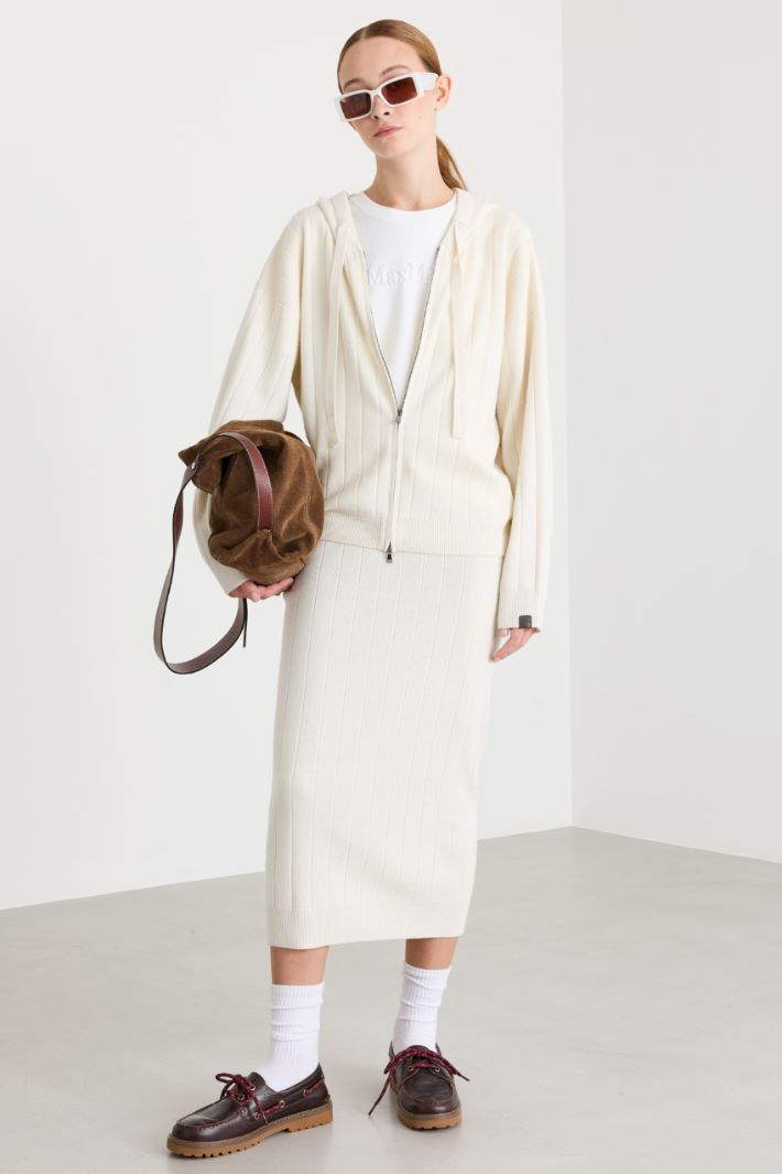 Cardigan con cappuccio - BIANCO - Intrend