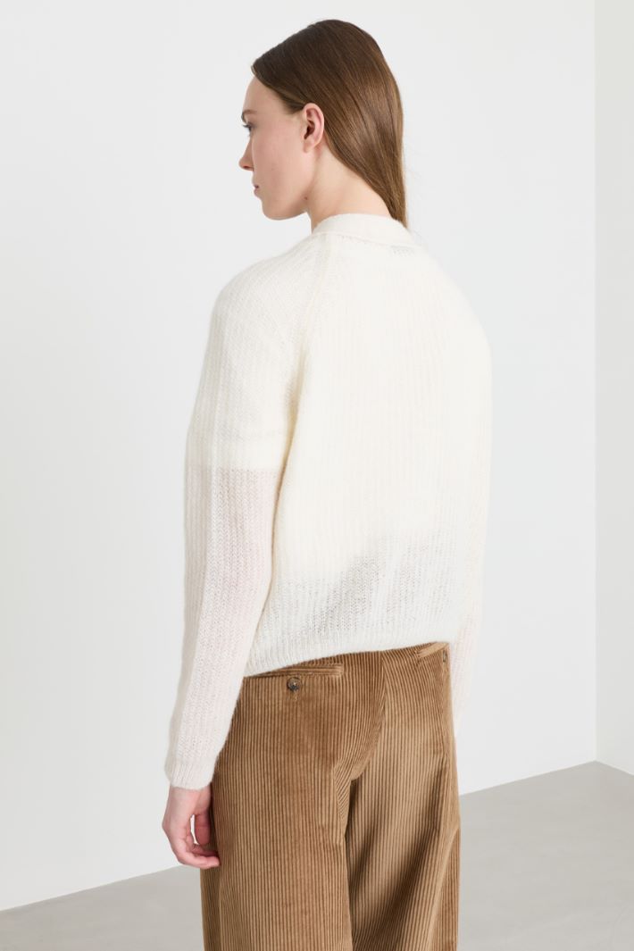 Rib-knit cardigan - WHITE - Intrend - 4