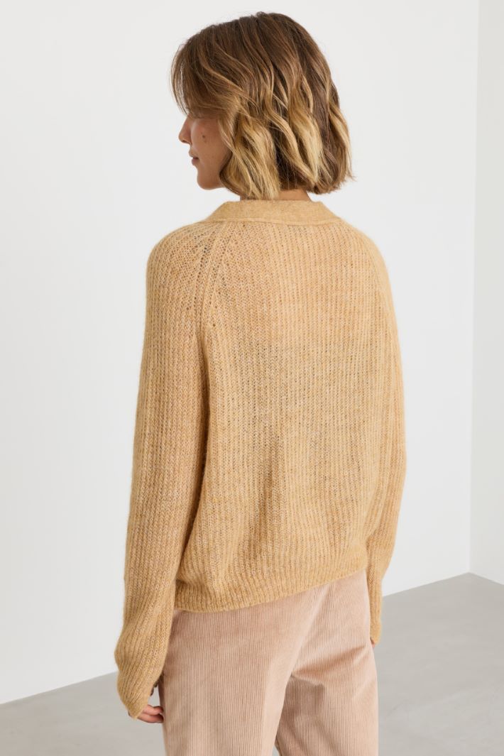 Rib-knit cardigan - CAMEL - Intrend - 4
