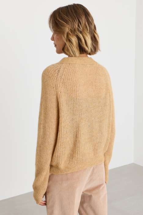 Cardigan misto alpaca a coste